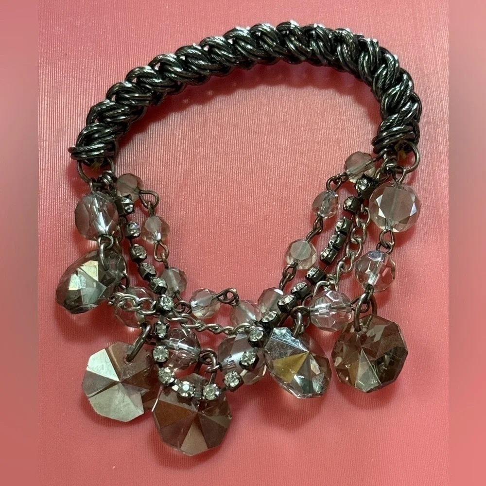 Chic Silver and Crystal Charm Bracelet